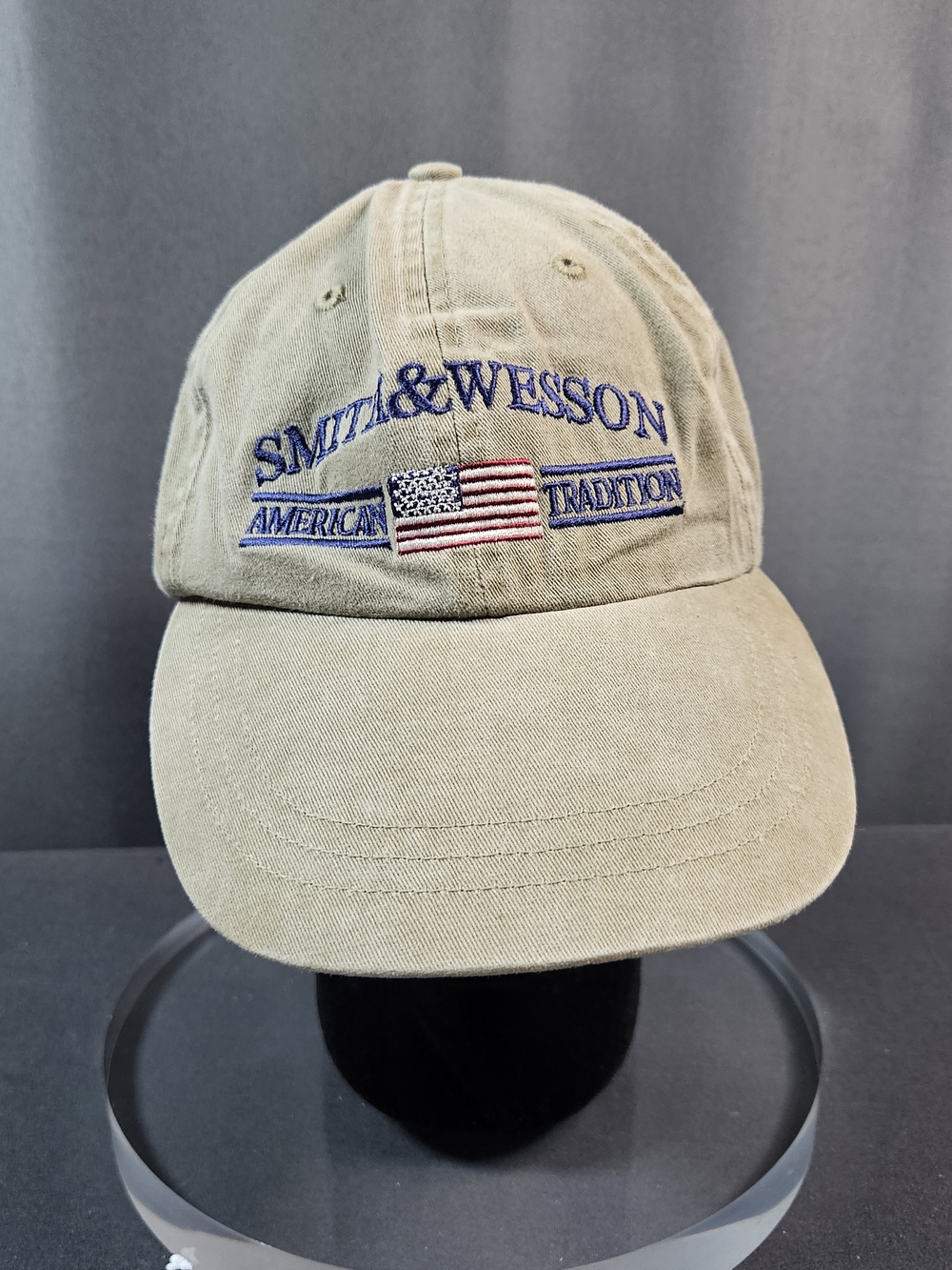 Men's Khaki Logo Baseball CapSmith & Wesson American Tradition S&W Gun Strapback